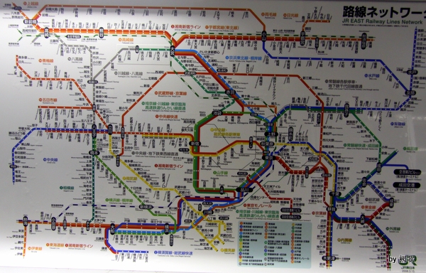 JR线路图,晕了吧?这还不是东京地铁的全部,还